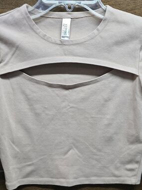Los Angeles Apparel Beige Cutout Crop Top S